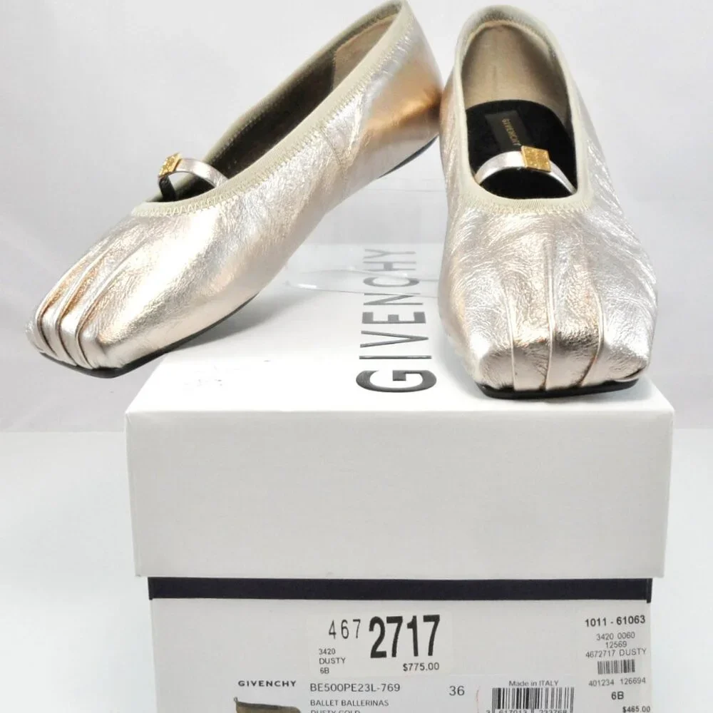 NIB$775 GIVENCHY Embellished Pleated Metallic 4G Ballerina Slip-On Flats 36 6 - Picture 16 of 16